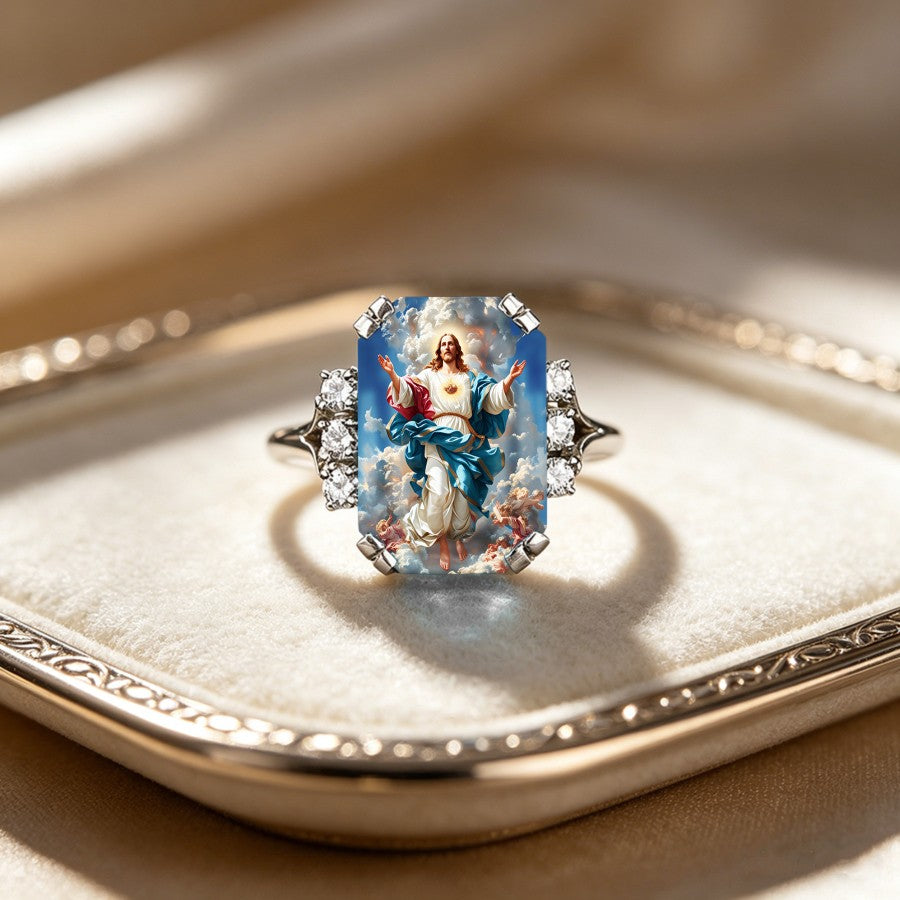 Sacred Heart Rectangular Ring