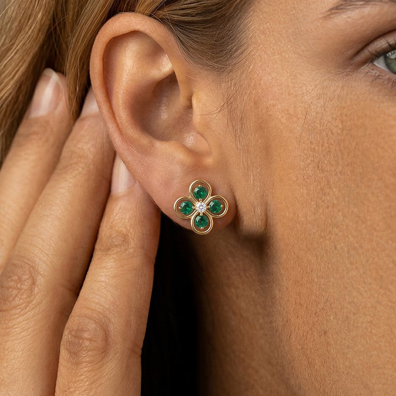 Green Clover Stud Earrings