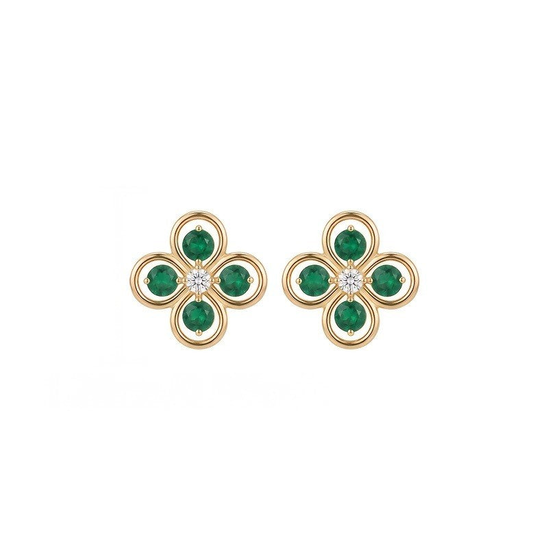 Green Clover Stud Earrings
