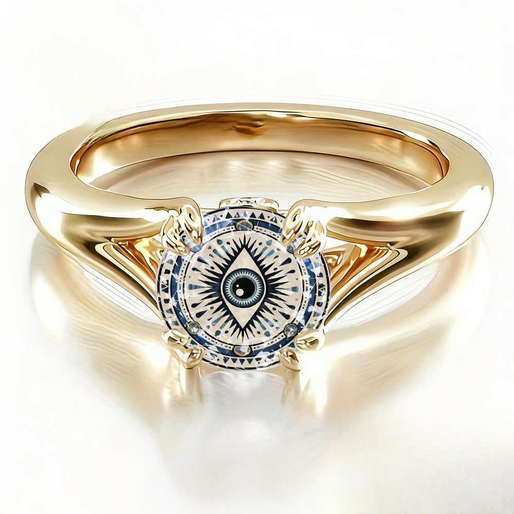 Geometric Evil Eye Ring