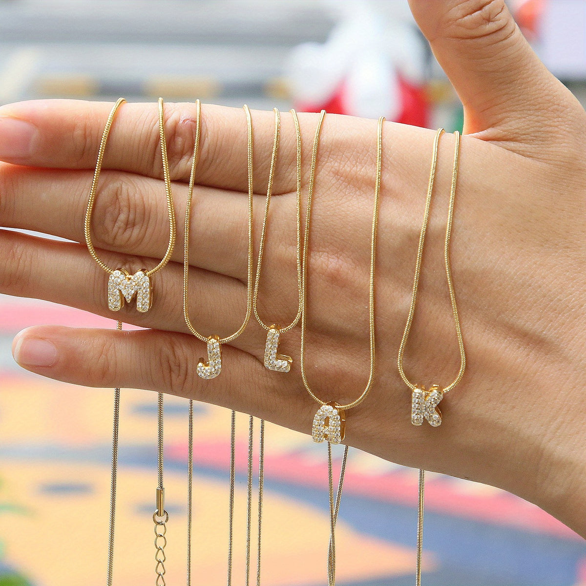Crystal Initial Arch Necklace