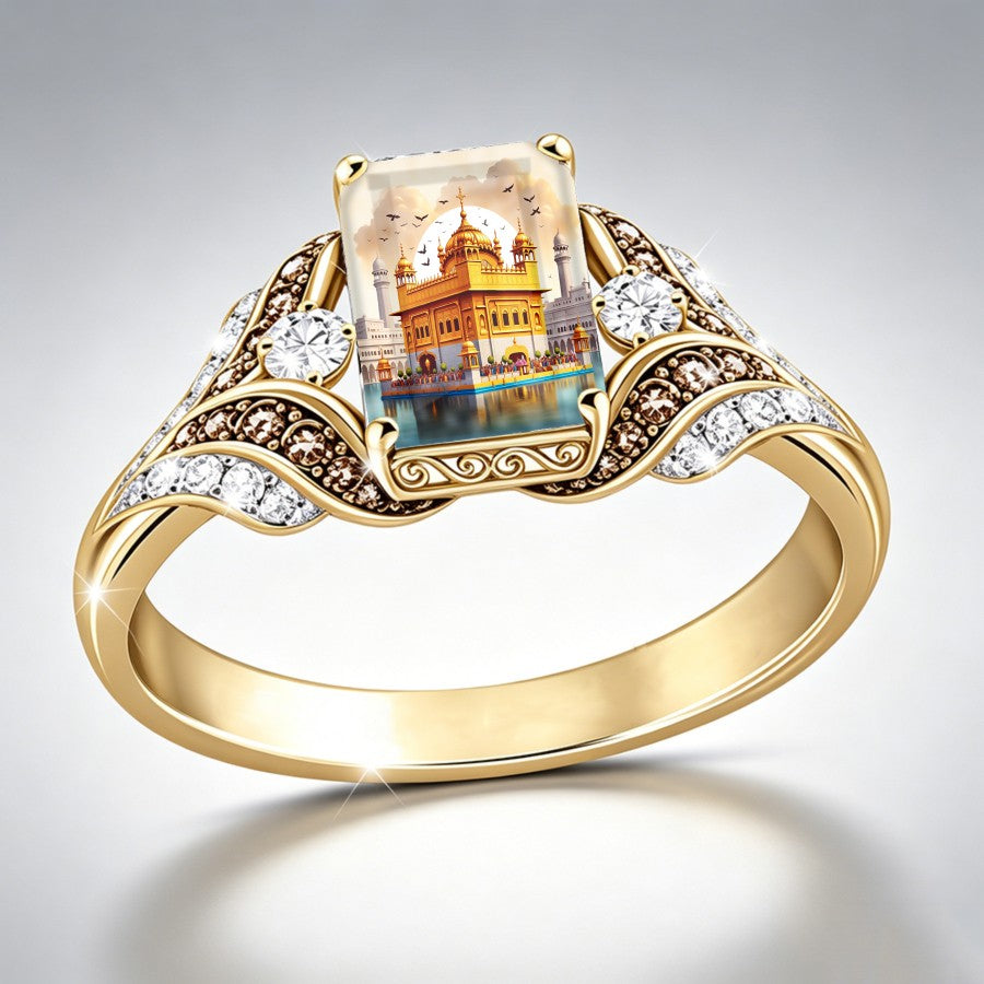 Golden Temple Square Ring