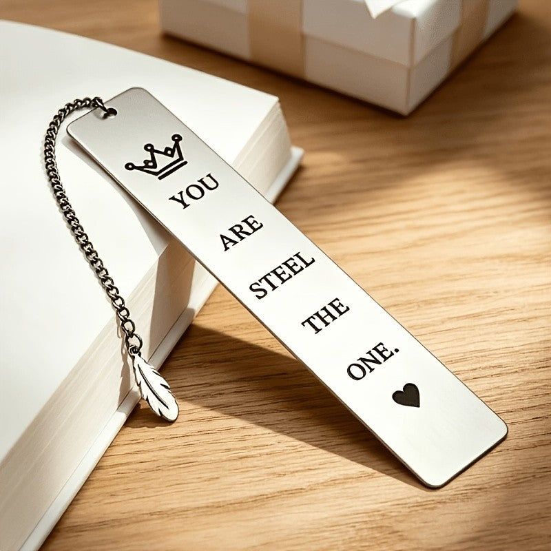 Crown & Feather Engraved Bookmark