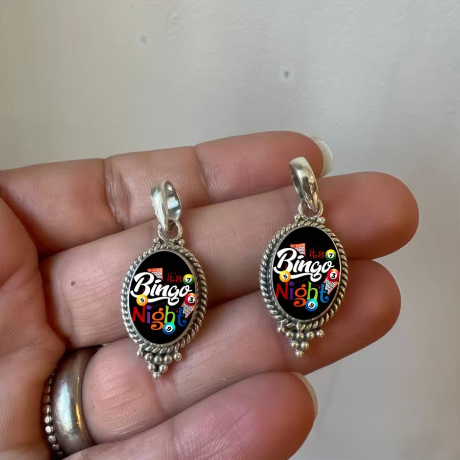 Bingo Night Oval Pendant Necklace