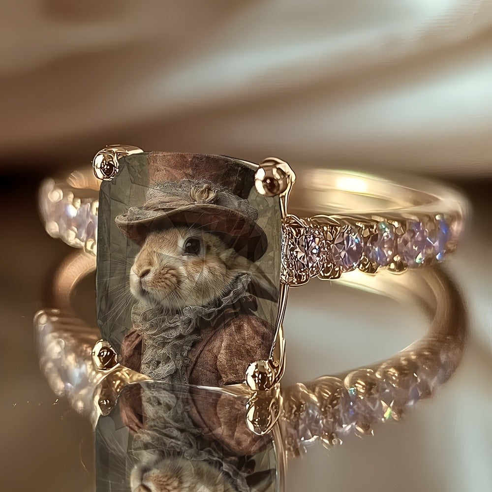 Vintage Rabbit Portrait Ring
