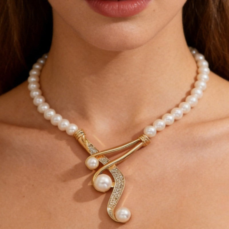 Swirl Pearl Statement Necklace