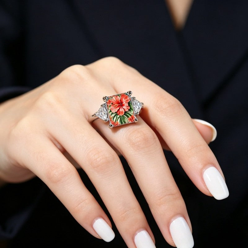 Tropical Hibiscus Square Ring