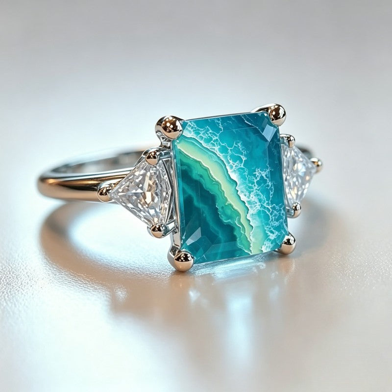 Blue Wave Square Ring