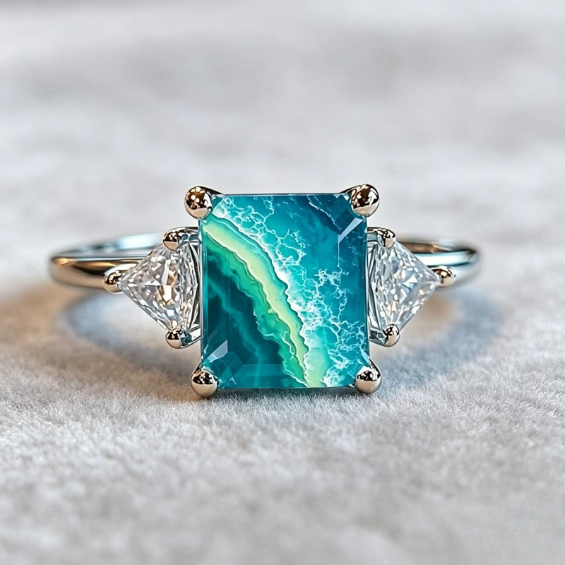 Blue Wave Square Ring