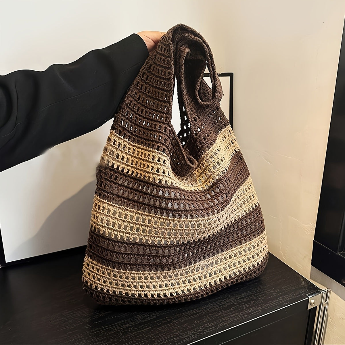 Earth Tone Crochet Tote Bag