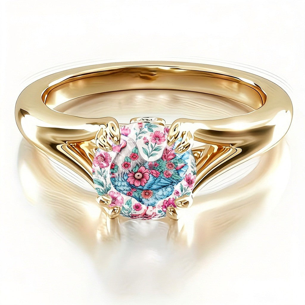 Floral Chicken Prong Ring