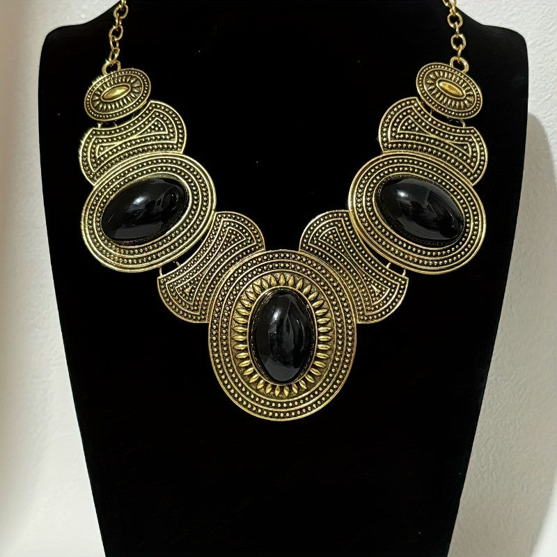 Triple Oval Cabochon Statement Necklace