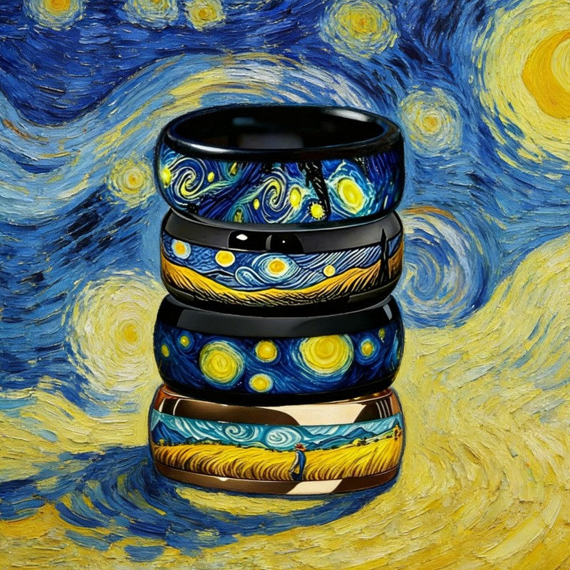 Swirling Sky Art Ring Set