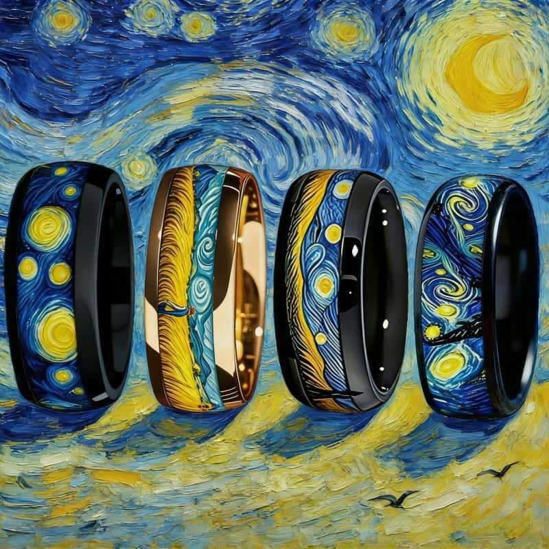 Swirling Sky Art Ring Set
