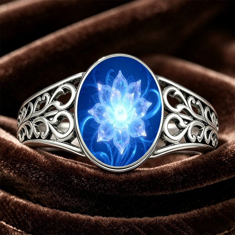 Illuminated Lotus Oval Ring