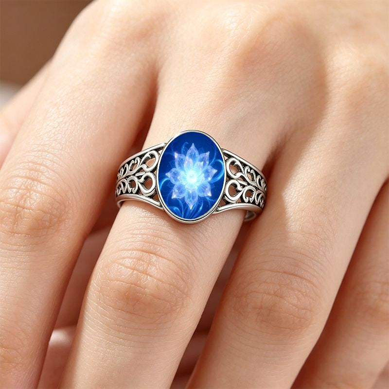 Illuminated Lotus Oval Ring