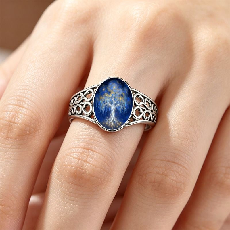 Blue Tree of Life Ring