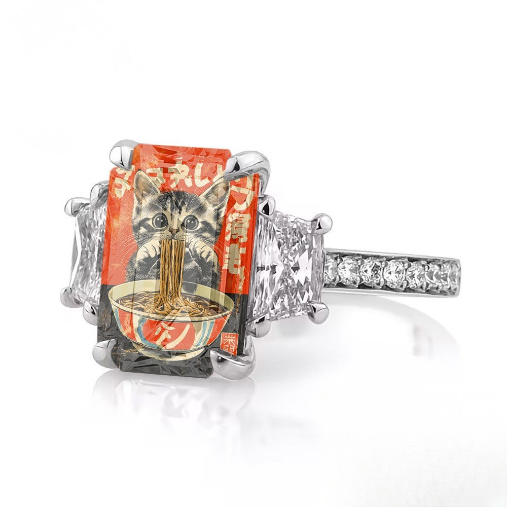 Cat Ramen Square Ring