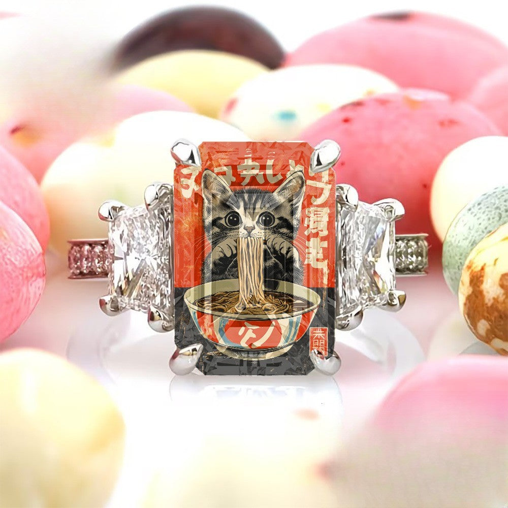 Cat Ramen Square Ring