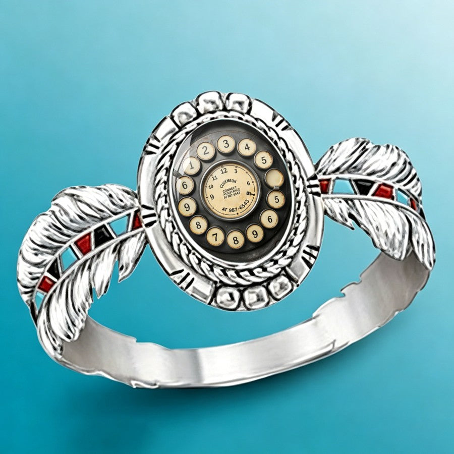Rotary Phone Dial Feather Ring