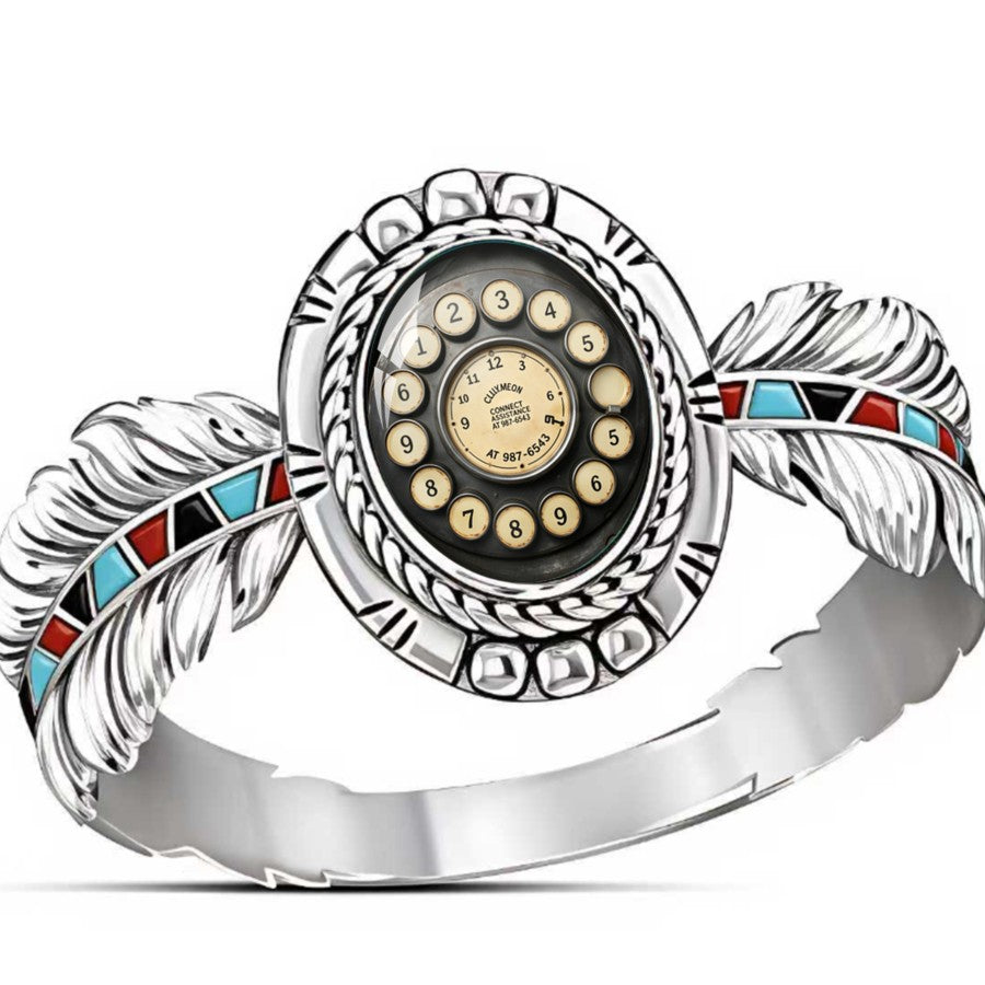 Rotary Phone Dial Feather Ring