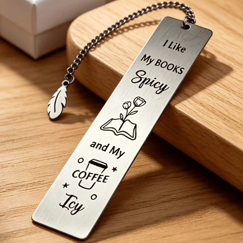 Books & Coffee Engraved Bookmark