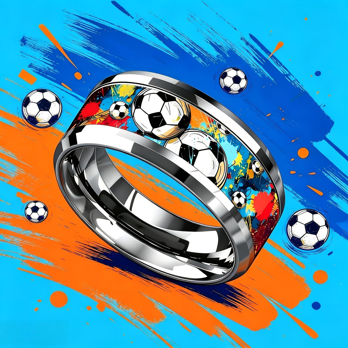 Colorful Soccer Print Ring