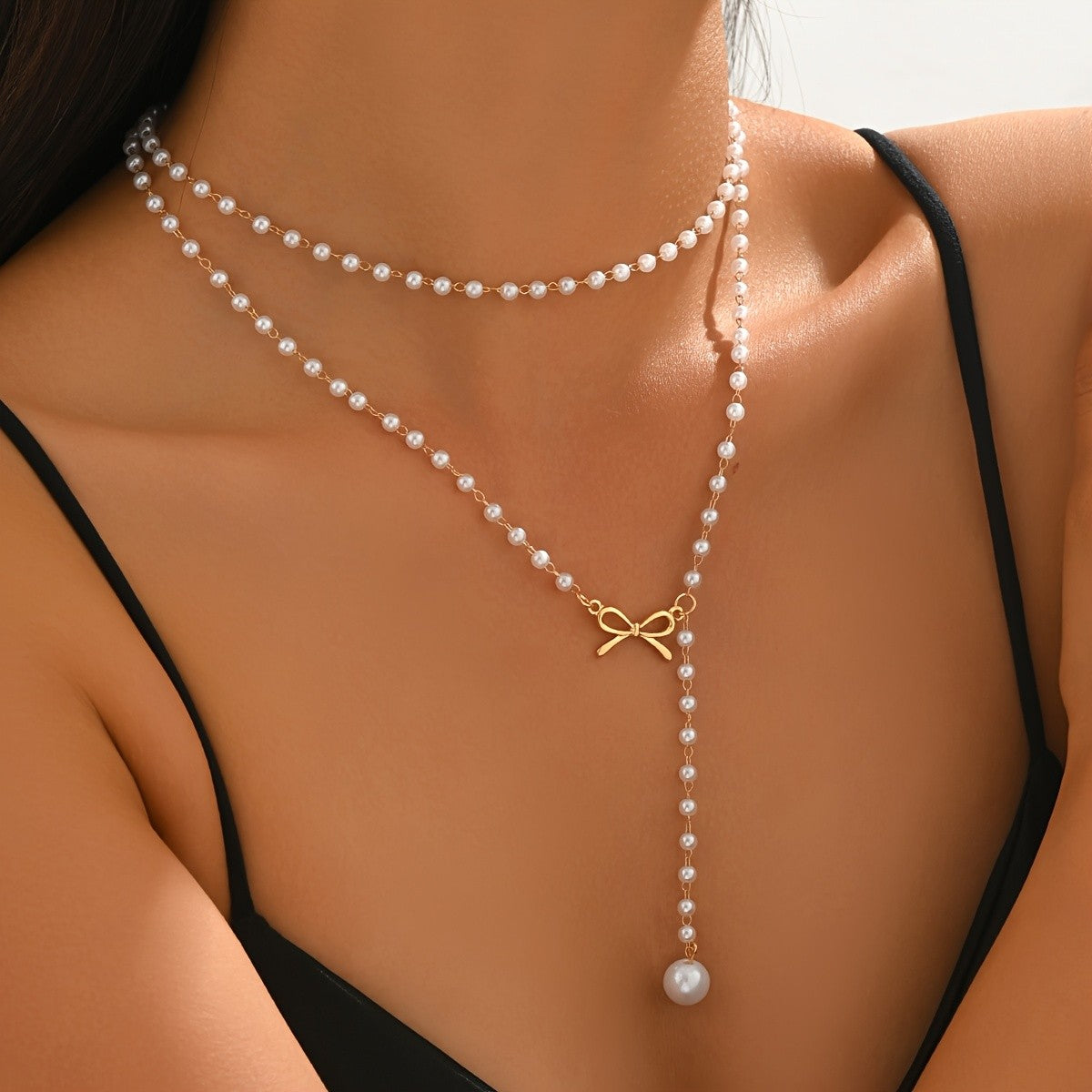 Pearl Bow Y-Necklace