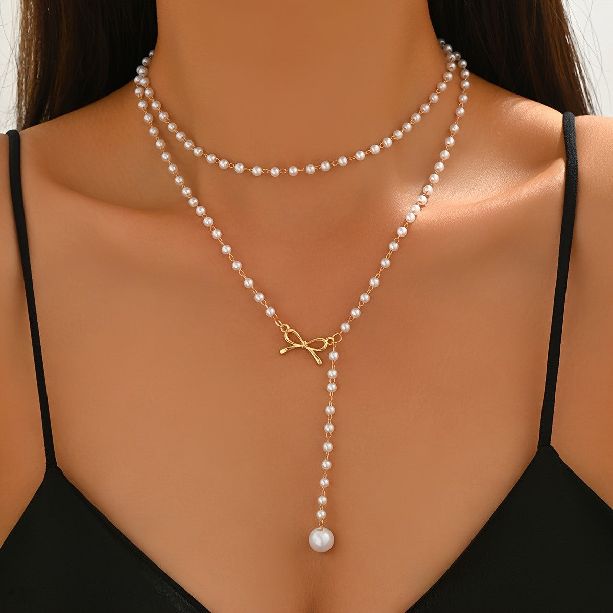 Pearl Bow Y-Necklace