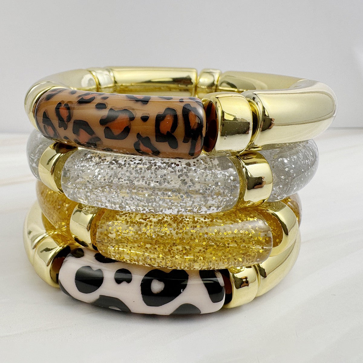 Leopard & Glitter Chunky Bracelet