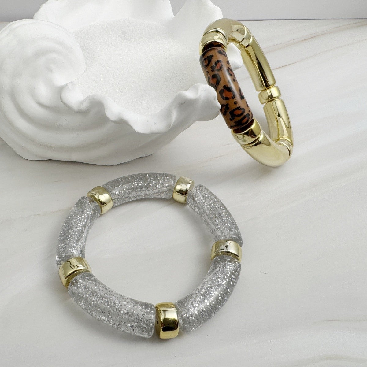 Leopard & Glitter Chunky Bracelet