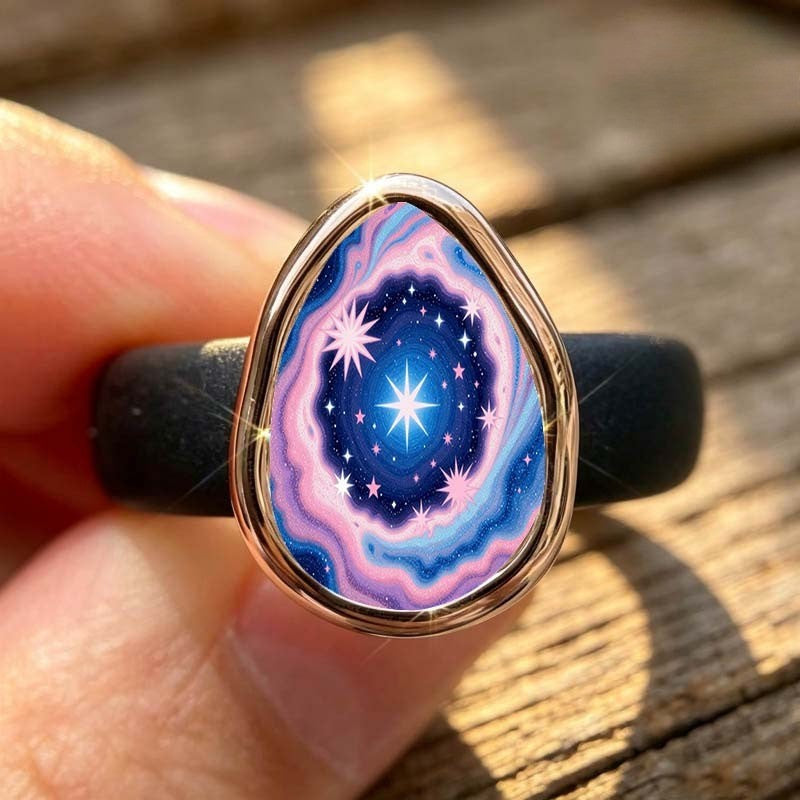 Cosmic Starburst Teardrop Ring