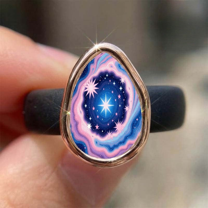 Cosmic Starburst Teardrop Ring