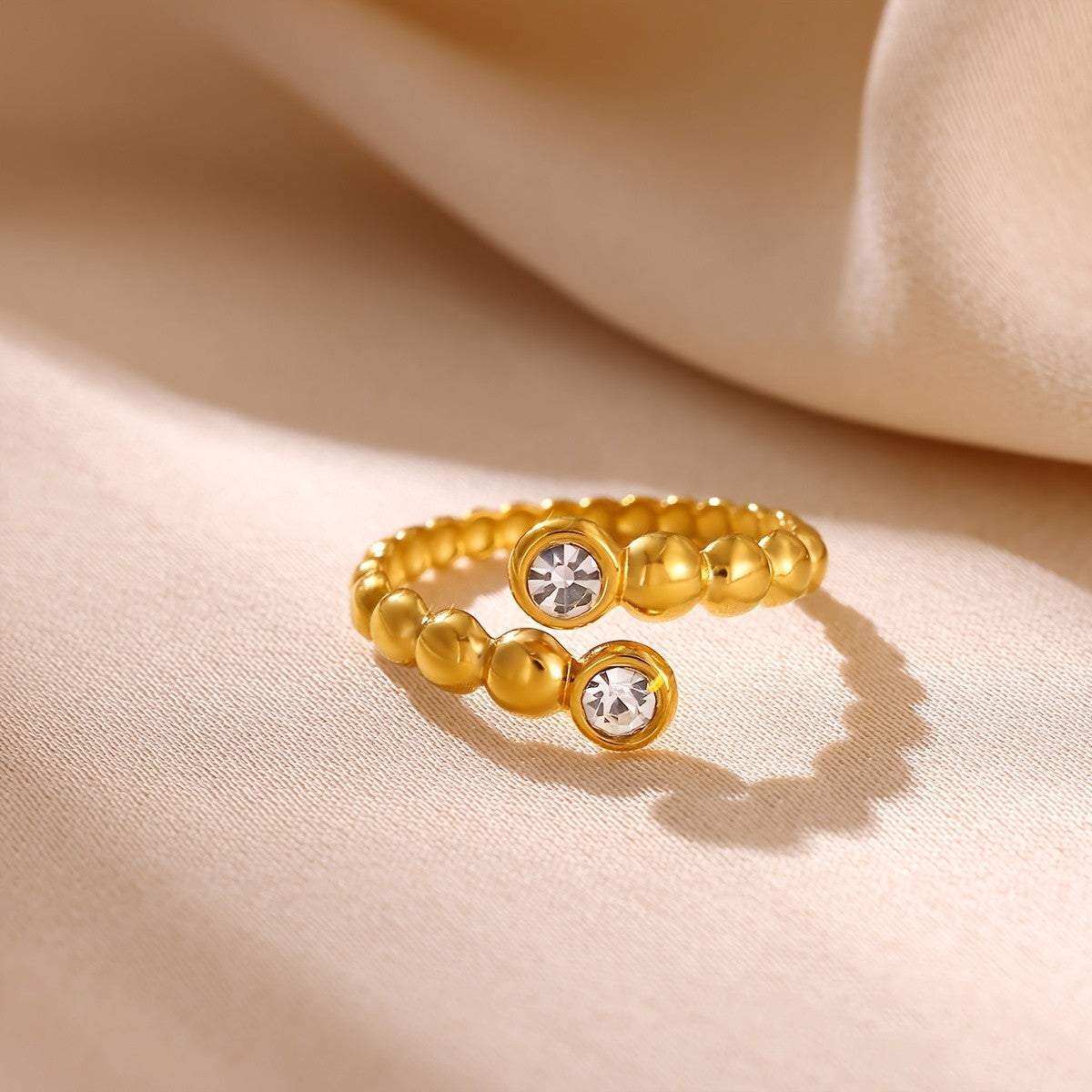 Crystal Bead Open Ring