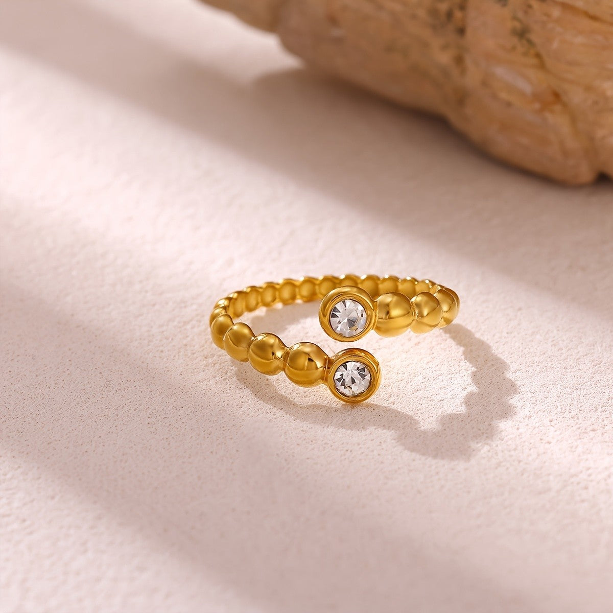 Crystal Bead Open Ring