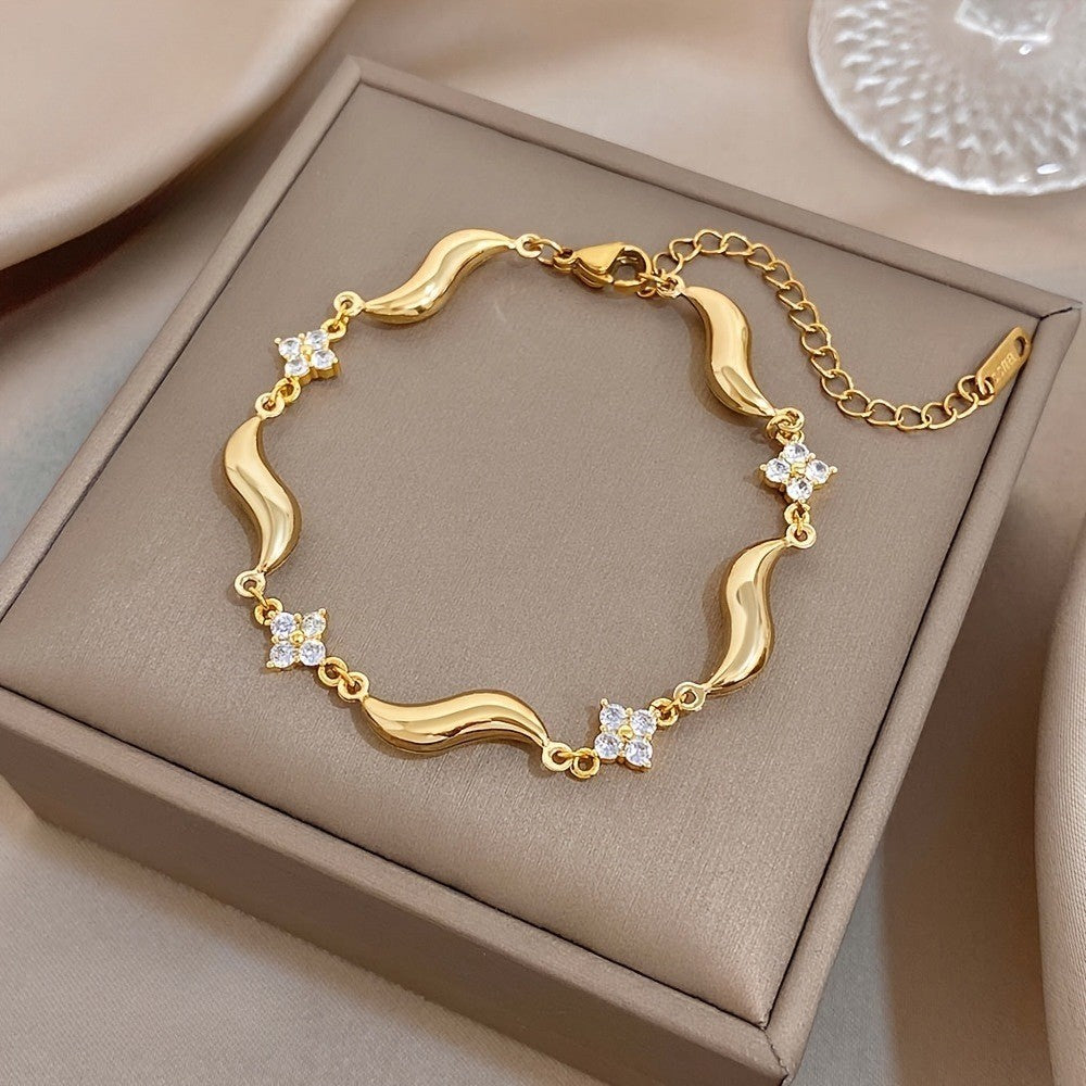 Crystal Flower Wave Bracelet