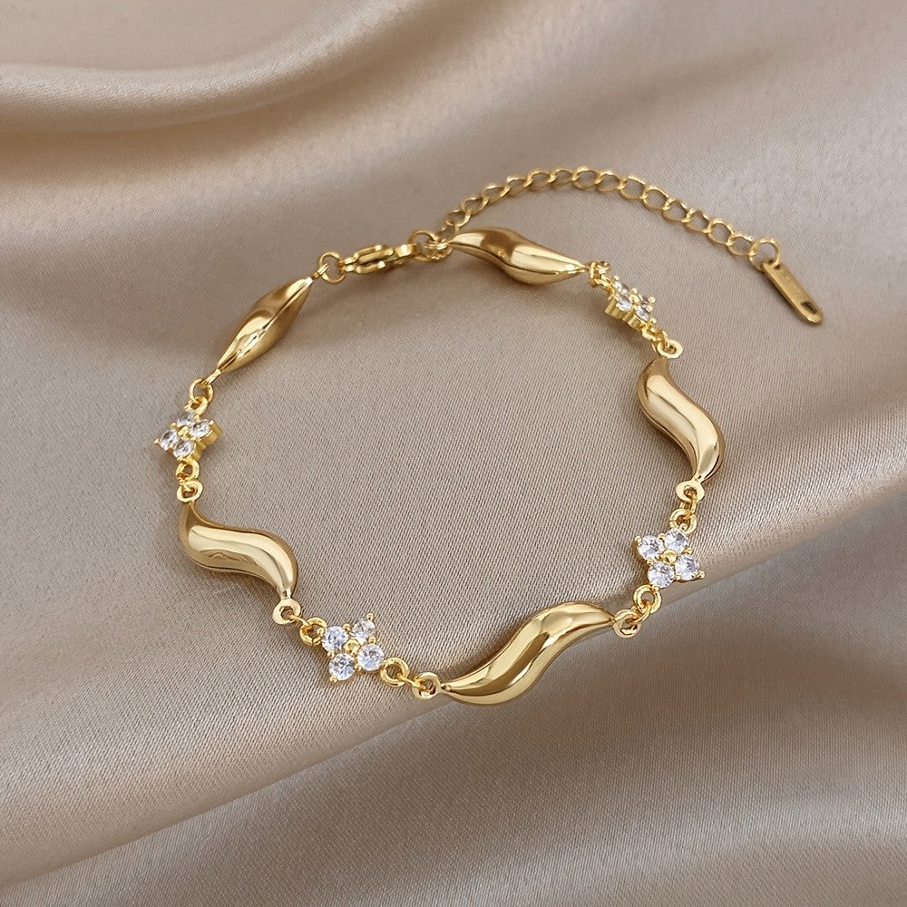 Crystal Flower Wave Bracelet