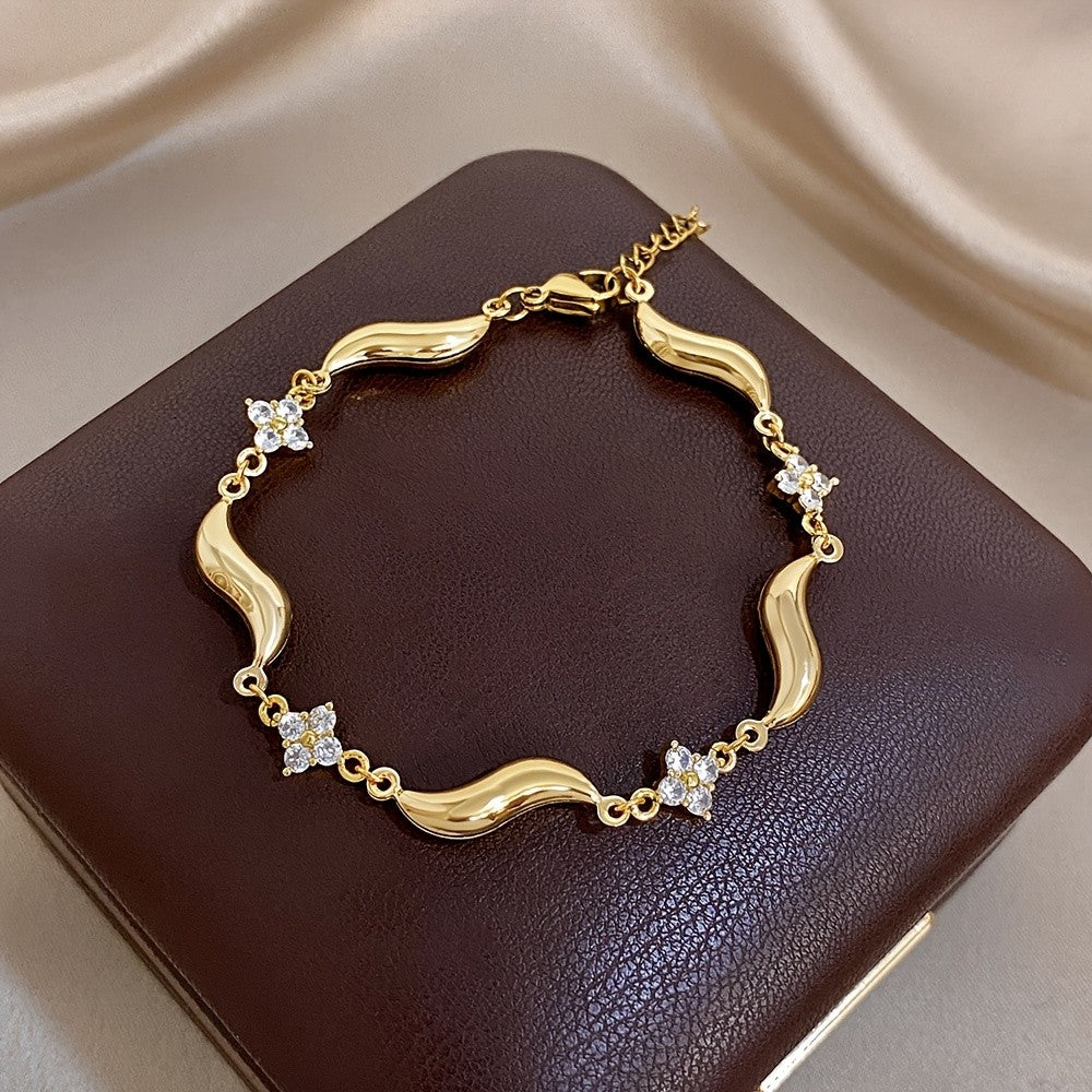 Crystal Flower Wave Bracelet