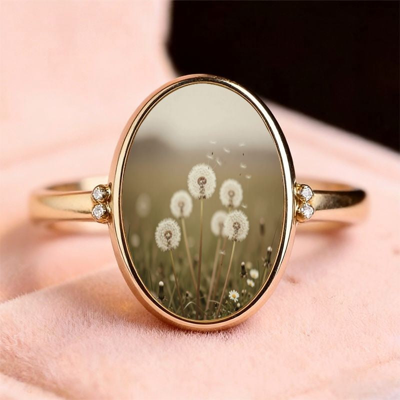 Dandelion Mirror Oval Ring