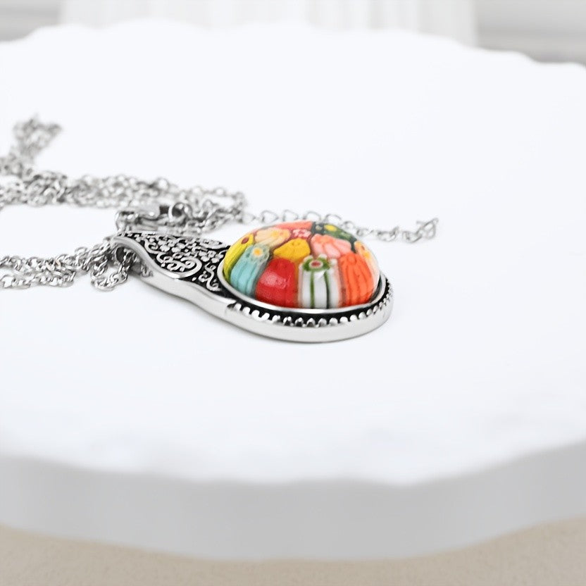 Colorful Millefiori Teardrop Pendant