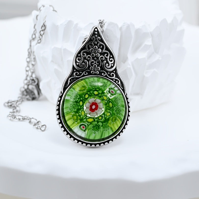 Colorful Millefiori Teardrop Pendant