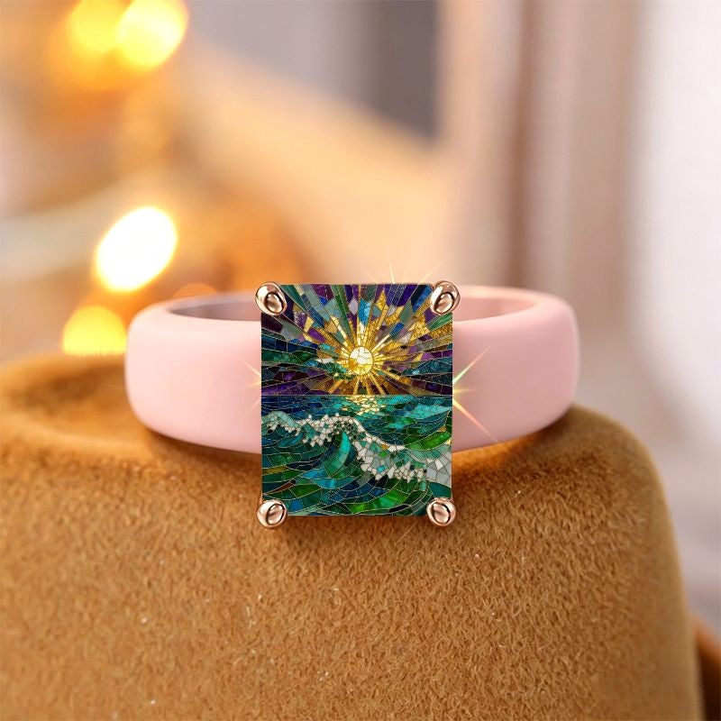 Ocean Sunrise Mosaic Ring