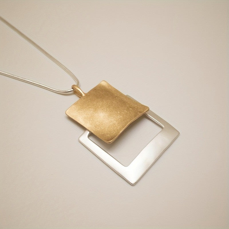 Two-Tone Overlapping Square Necklace