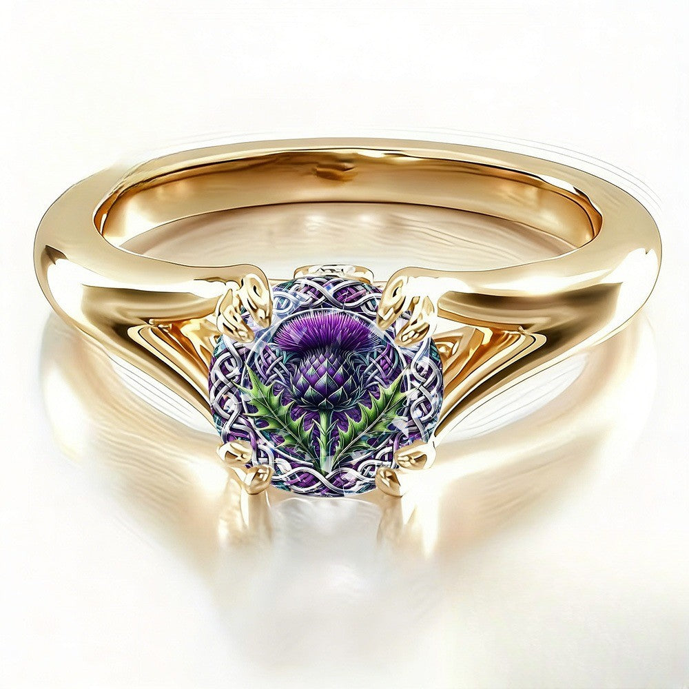 Purple Thistle Woven Knot Ring