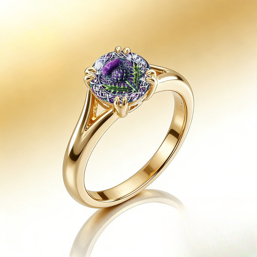 Purple Thistle Woven Knot Ring