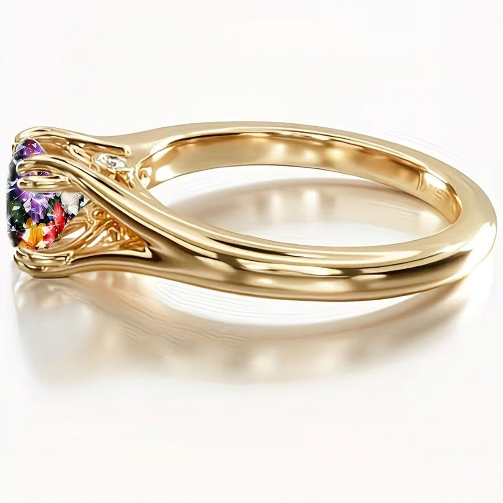 Multicolor Hibiscus Prong Ring