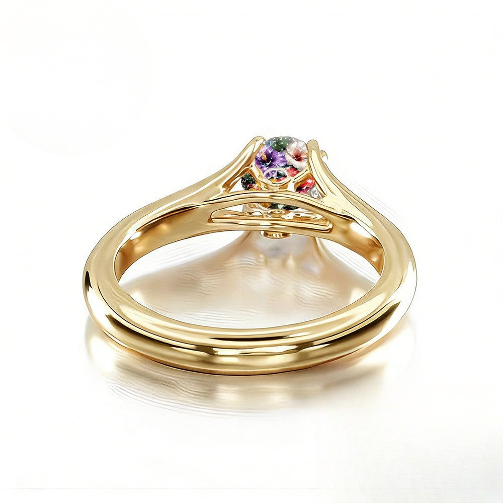 Multicolor Hibiscus Prong Ring