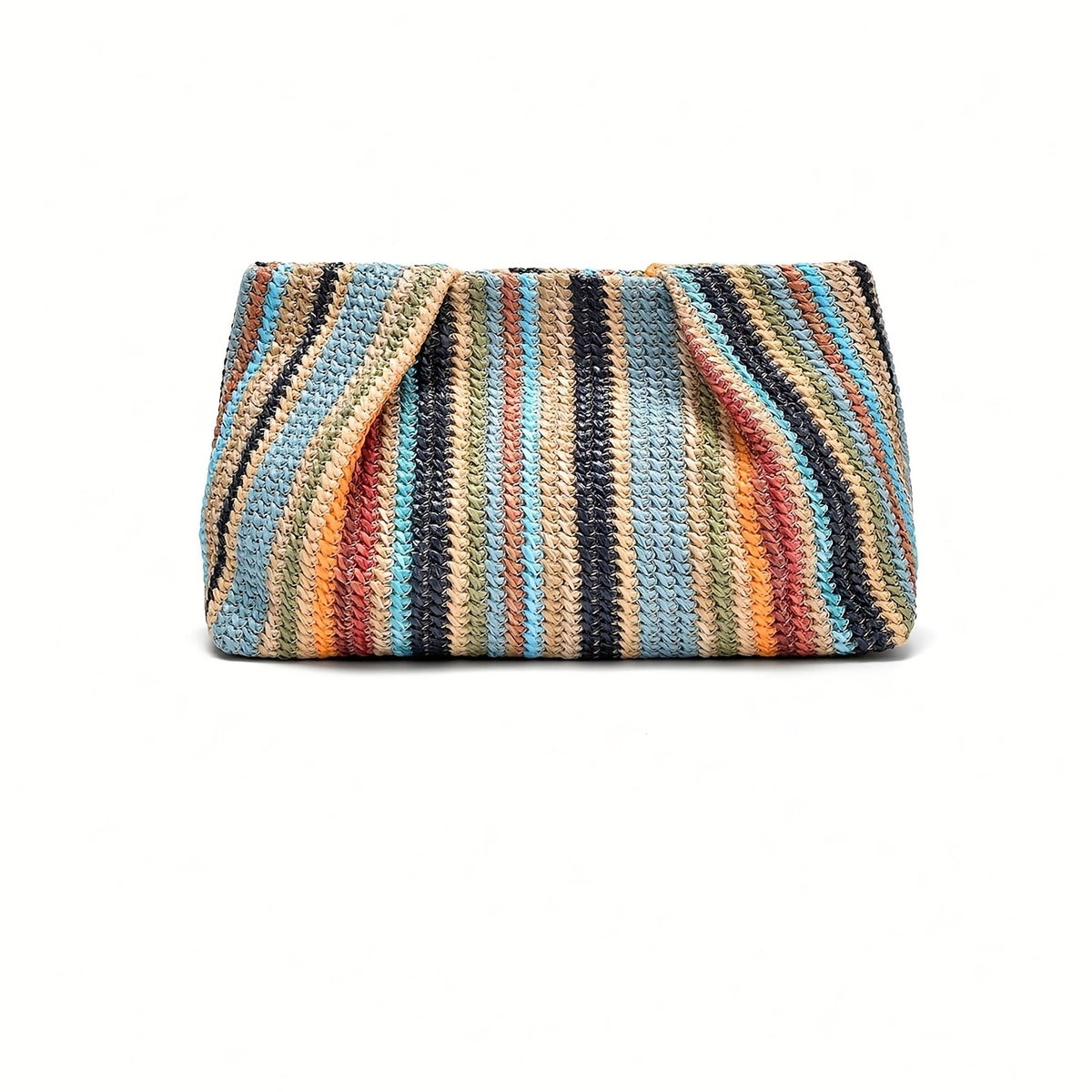 Rainbow Striped Woven Clutch