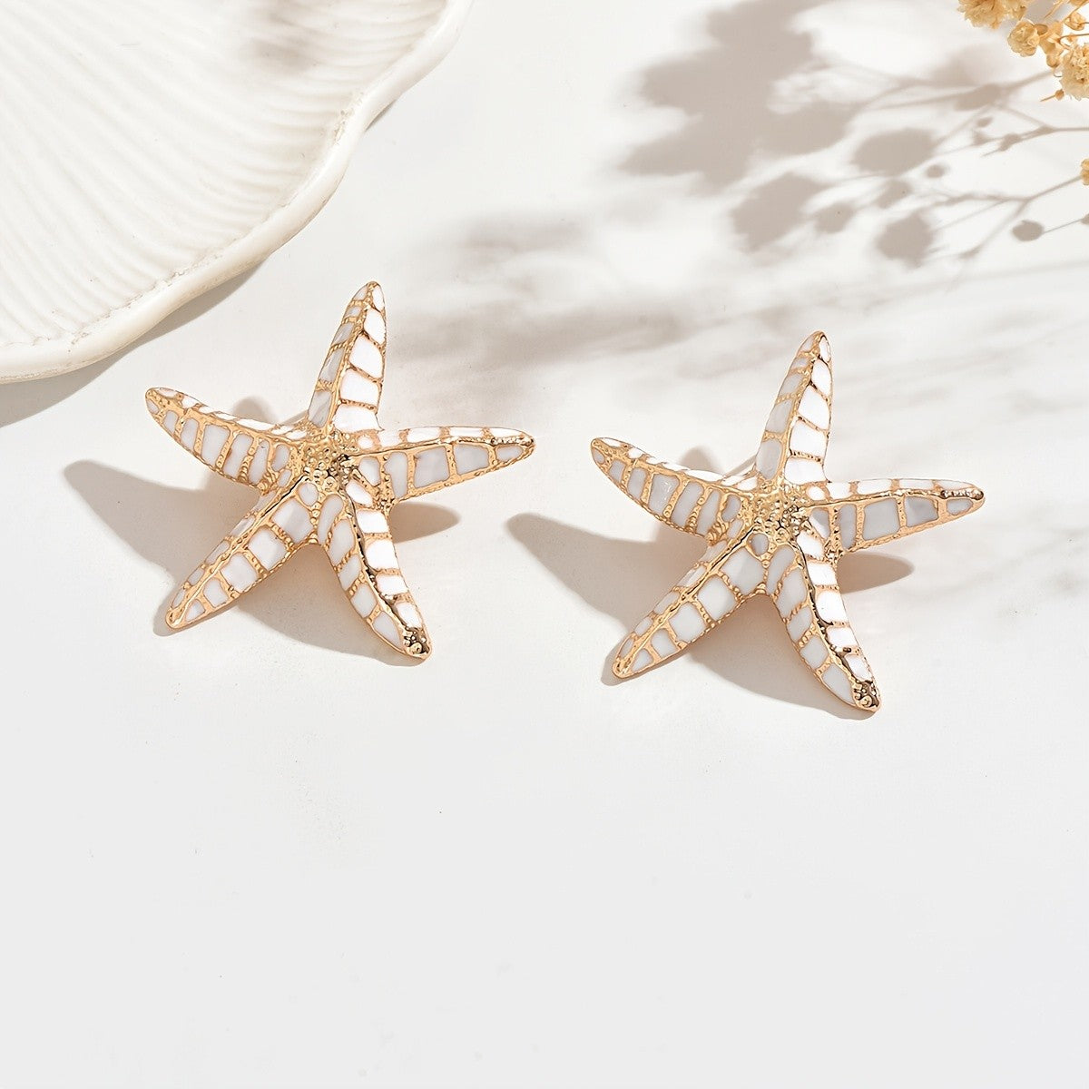 Red Mosaic Starfish Earrings