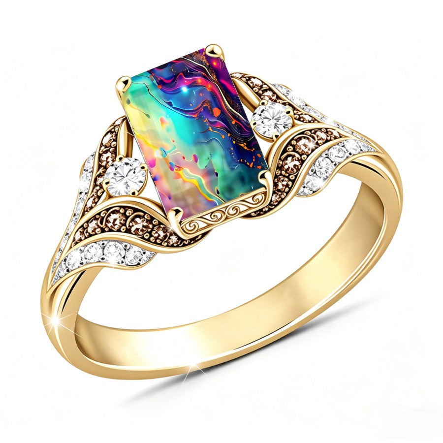 Colorful Abstract Square Ring